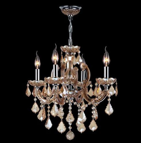 Four-Light Chrome Finish with Amber Crystal Chandelier - Image 1