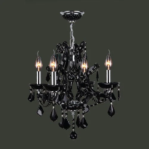 Four-Light Chrome Finish with Black Crystal Chandelier - Image 1
