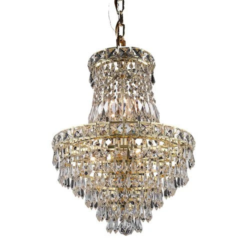 Gold Six-Light 14-Inch Chandelier with Royal Cut Clear Crystal - Image 1