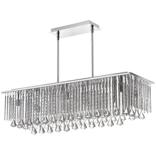 Ten-Light Polished Chrome and Clear Crystal Rectangular Pendant - Image 1