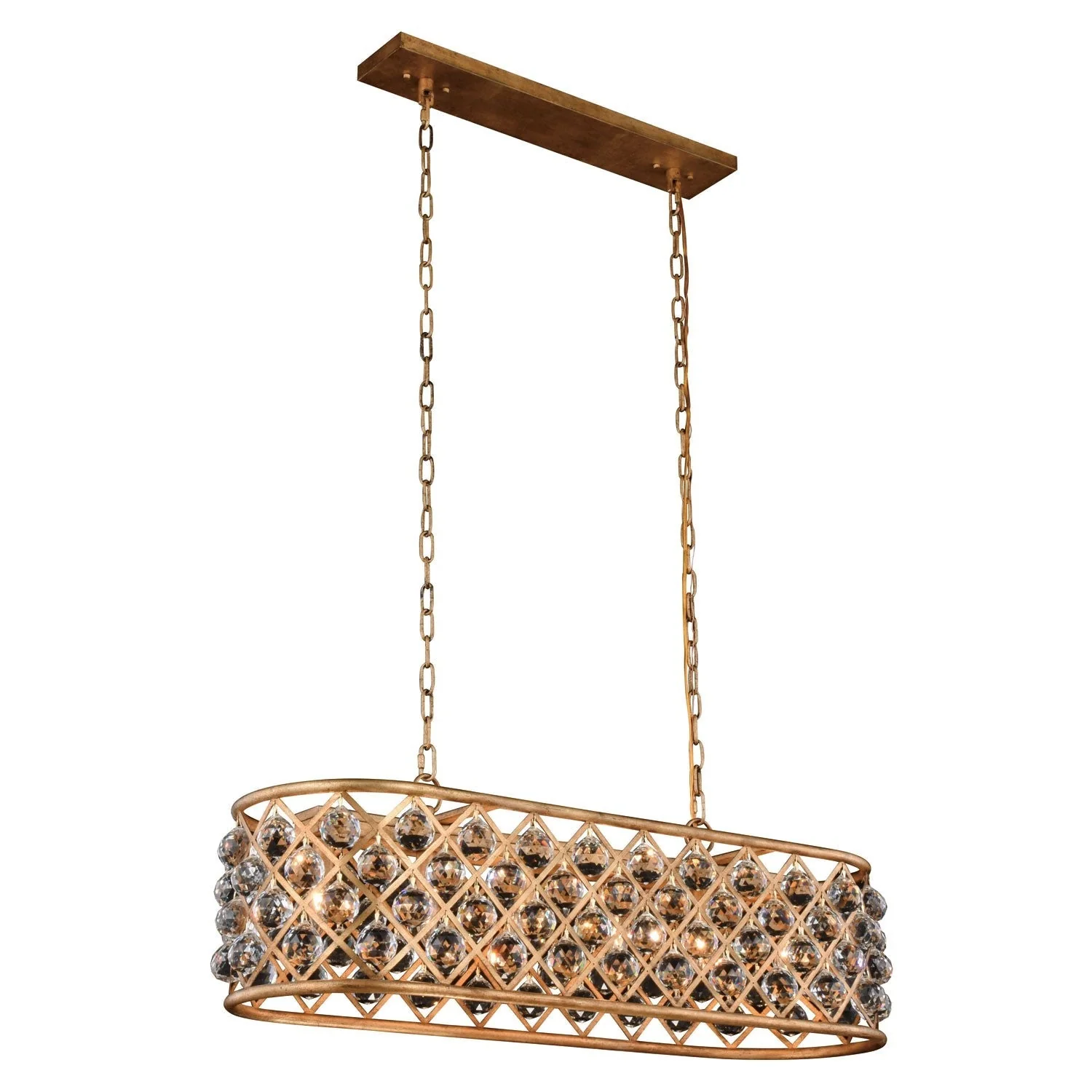 Madison Golden Iron 40-Inch Six-Light Pendant with Faceted Crystal - Image 1