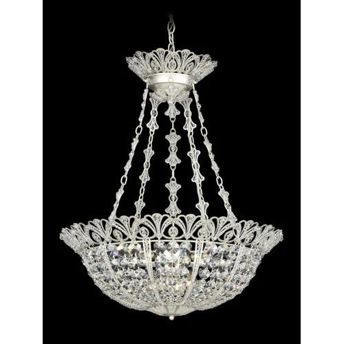 New Antique Silver Nine-Light Clear Spectra Crystal Pendant Light, 24.5W x 29H x 24.5D - Image 1