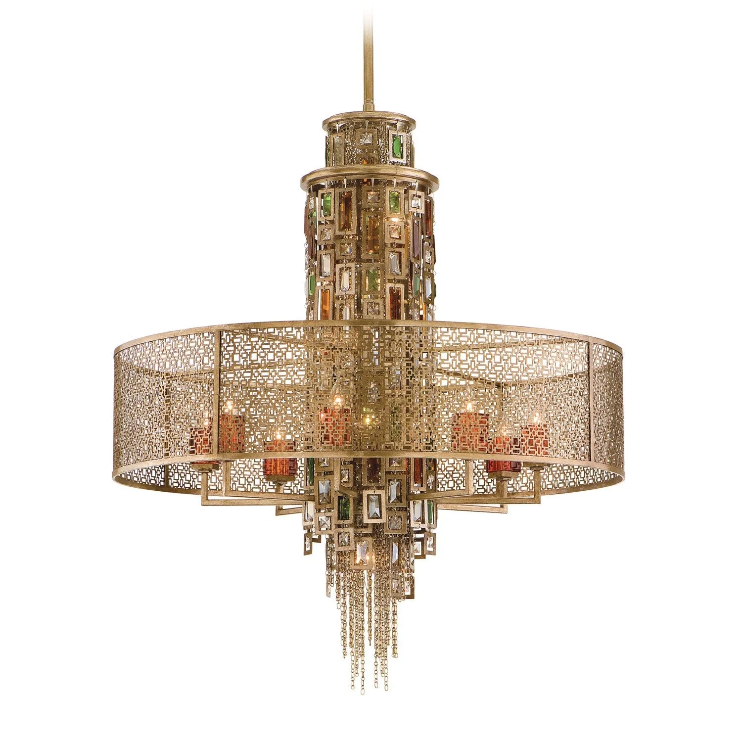 Bronze with Silver Leaf 13-Light Chandelier - Image 1