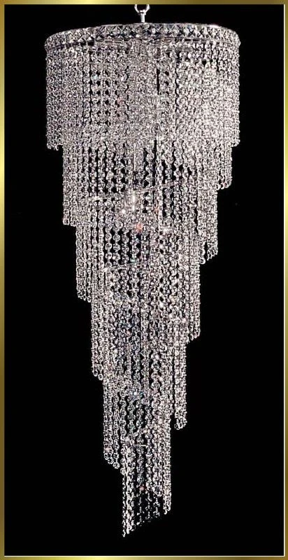 9 lights spiral crystal chandelier in polished chrome finish - Image 1
