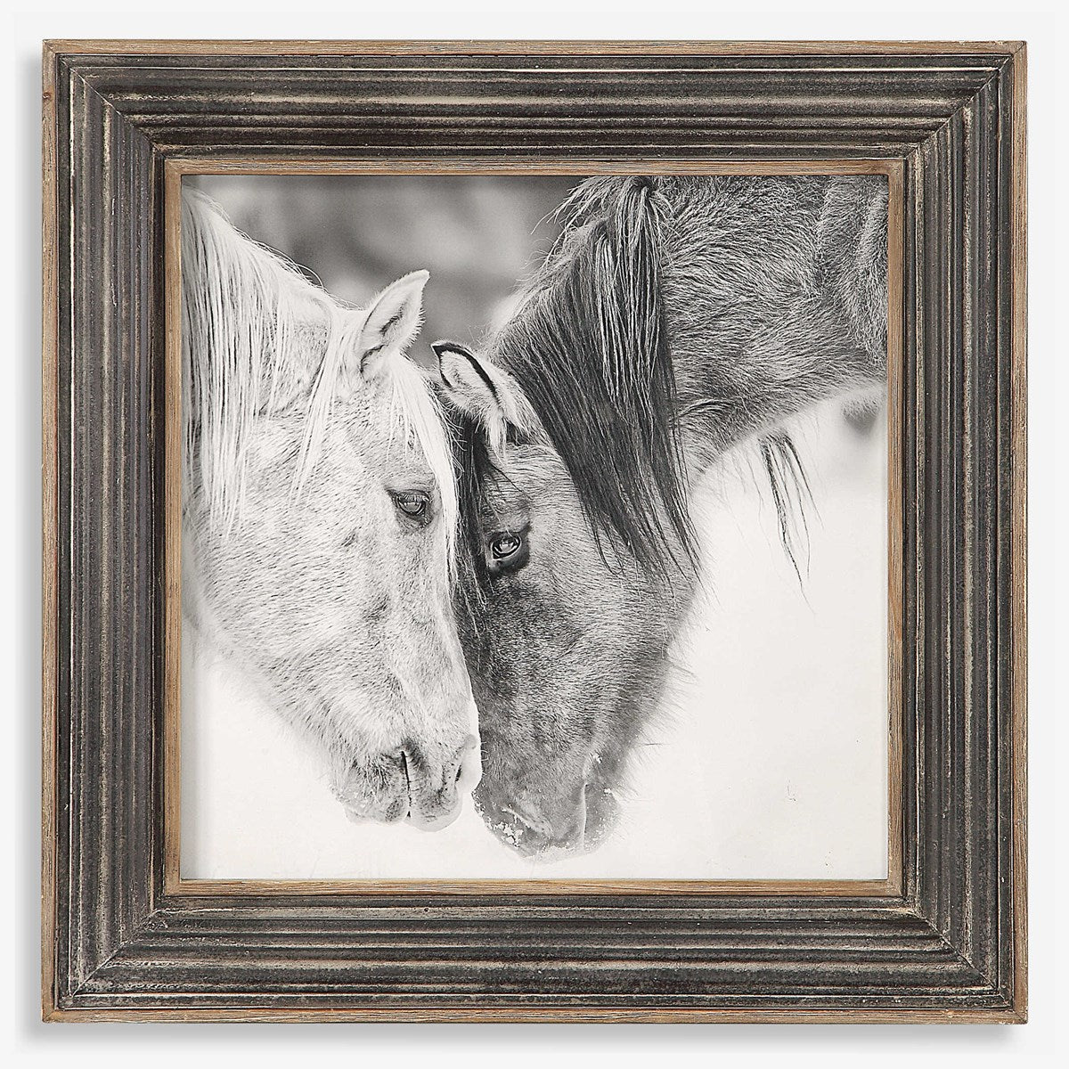 Uttermost Custom Black And White Horses Rustic Framed Print - Image 2