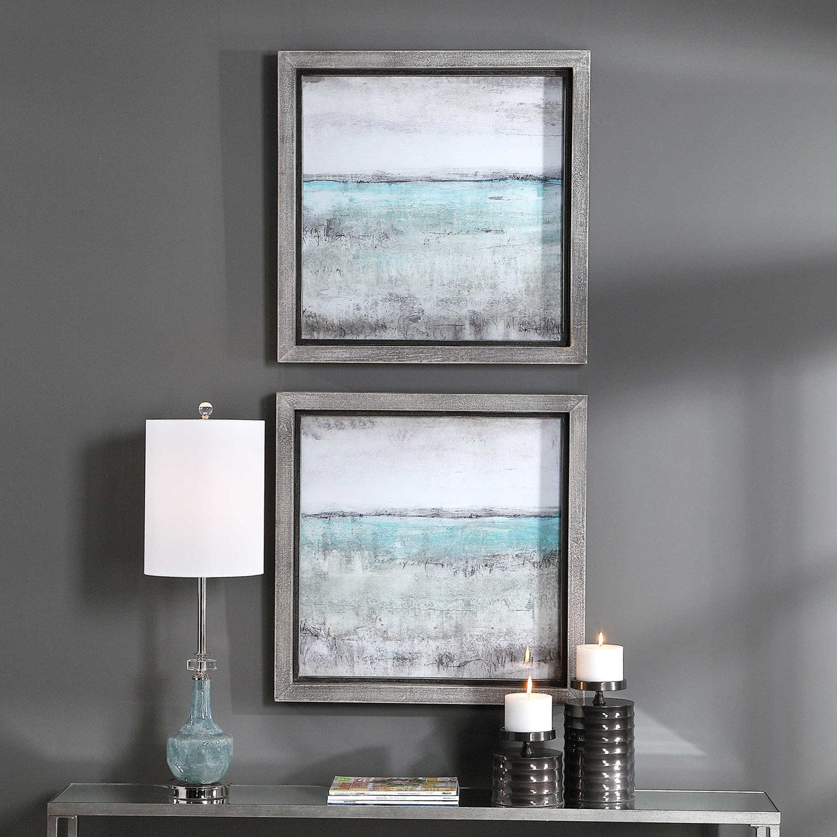 Uttermost Aqua Horizon Landscape Set of Framed Prints