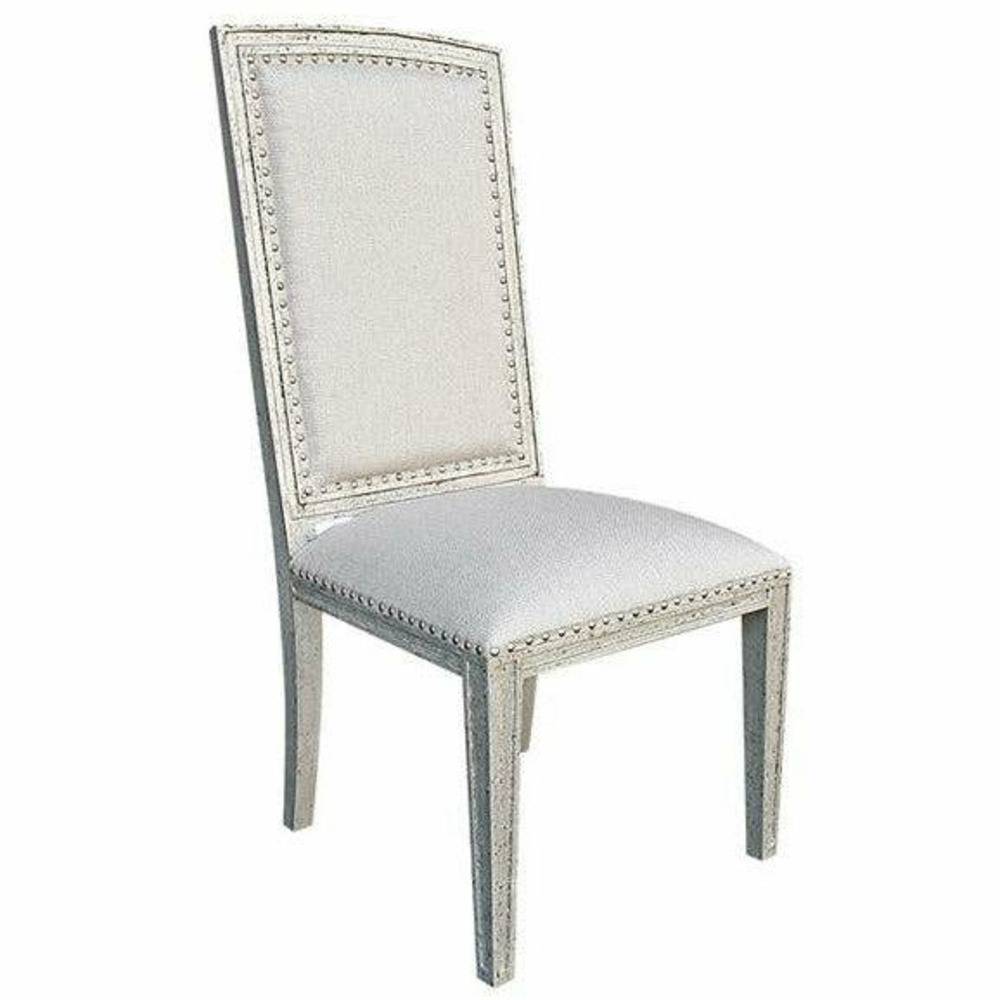 Casa Bonita Peruvian Hand-Painted Carved Wood and Linen Tamara Dining Chair - Image 1