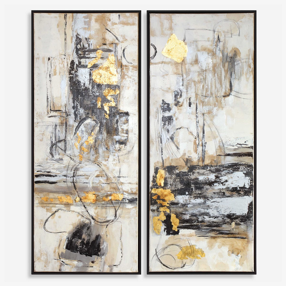 Uttermost Life Scenes Abstract Set of 2 Hand Painted Canvases - Image 1