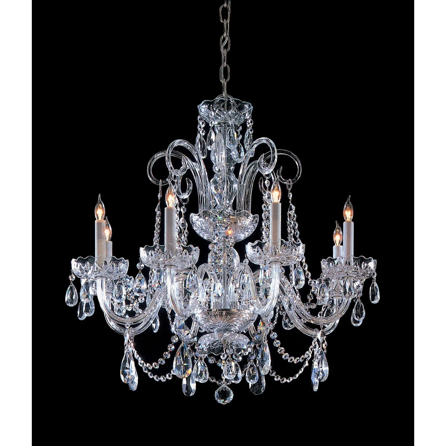Strass Crystal Polished Chrome Eight-Light Chandelier - Image 1