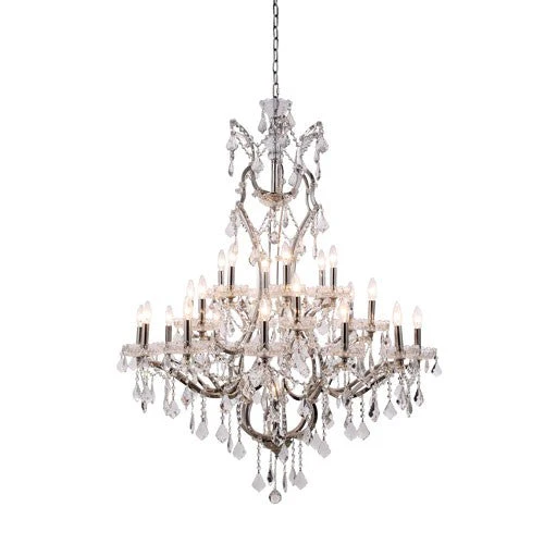 Nickel 25-Light Chandelier with Clear Crystals - Image 1