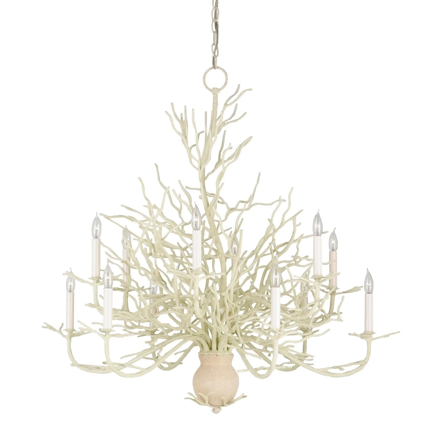 Coral/Natural Sand Twelve-Light Chandelier - Image 1