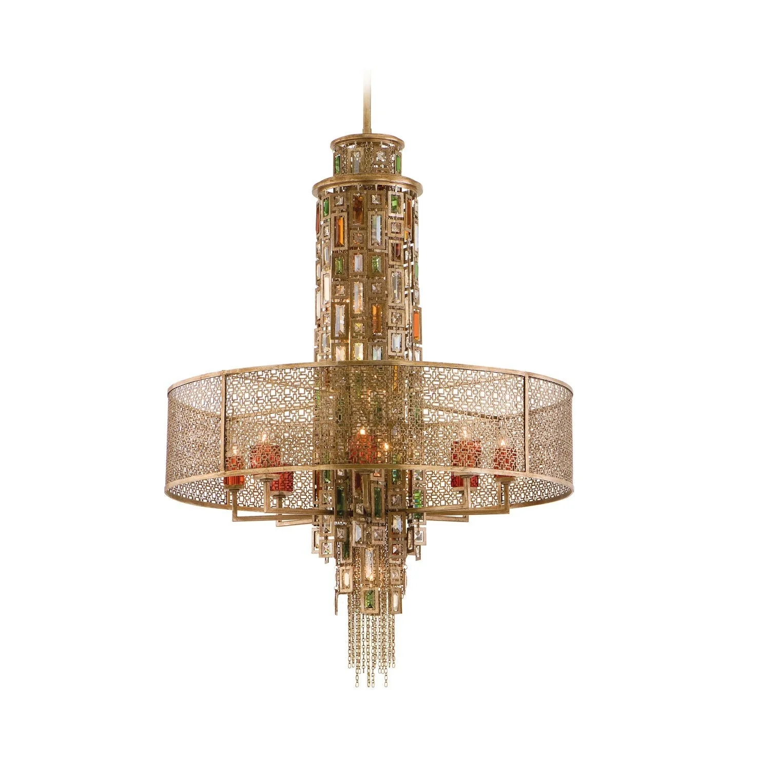 Bronze with Silver Leaf 15-Light Chandelier - Image 1