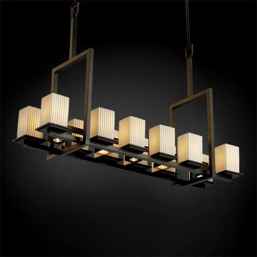 Justice Design Group Limoges Montana 12-Up and Five-Downlight Dark Bronze Tall Bridge Chandelier - Image 1