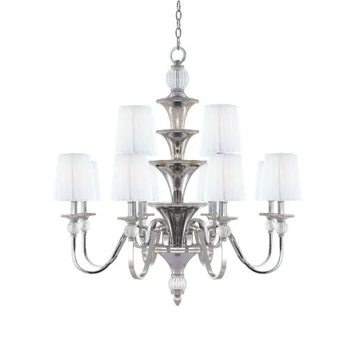 Aise Polished Nickel Two Tier Nine-Light Chandelier - Image 1