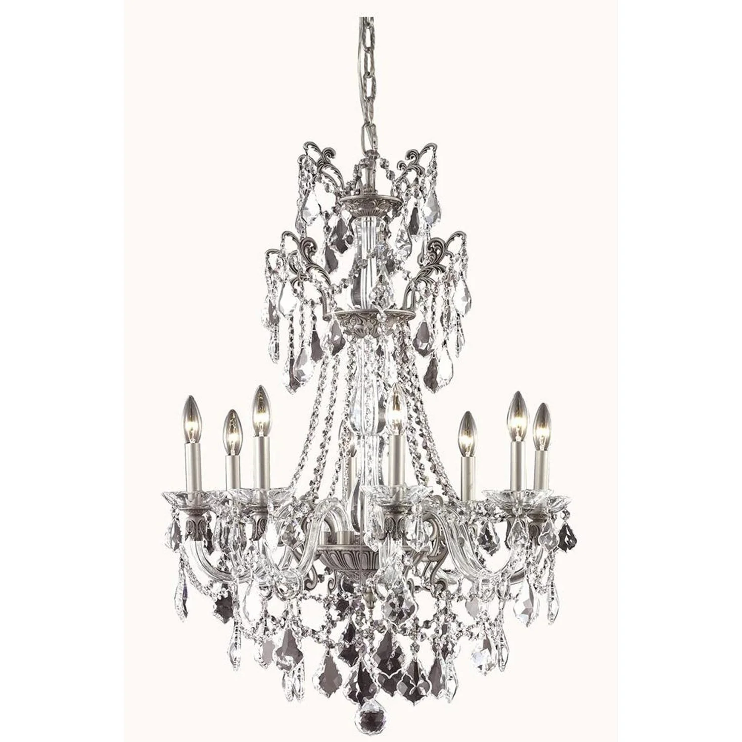 Imperia Pewter Eight-Light Chandelier with Swarovski Elements Crystal - Image 1