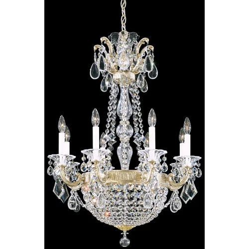 La Scala Heirloom Silver 10-Light Clear Heritage Handcut Crystal Chandelier, 25.5W x 35H x 25.5D - Image 1