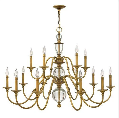 Brass 15-Light Chandelier - Image 1
