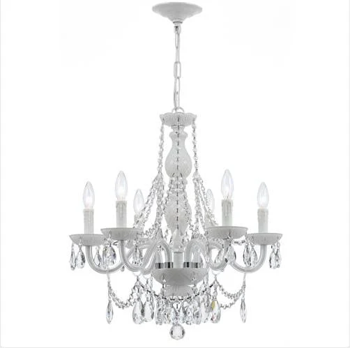 White Six-Light Chandelier with Swarovski Spectra Crystal - Image 1