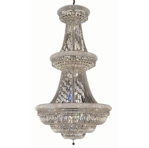 Chrome Thirty-Eight Light 42-Inch Three-Tier Chandelier with Royal Cut Clear Crystal and Crystal Drop - Image 1