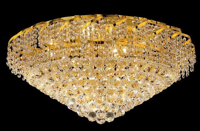 crystal flush mount ceiling light with 25% full lead crystals - Image 1