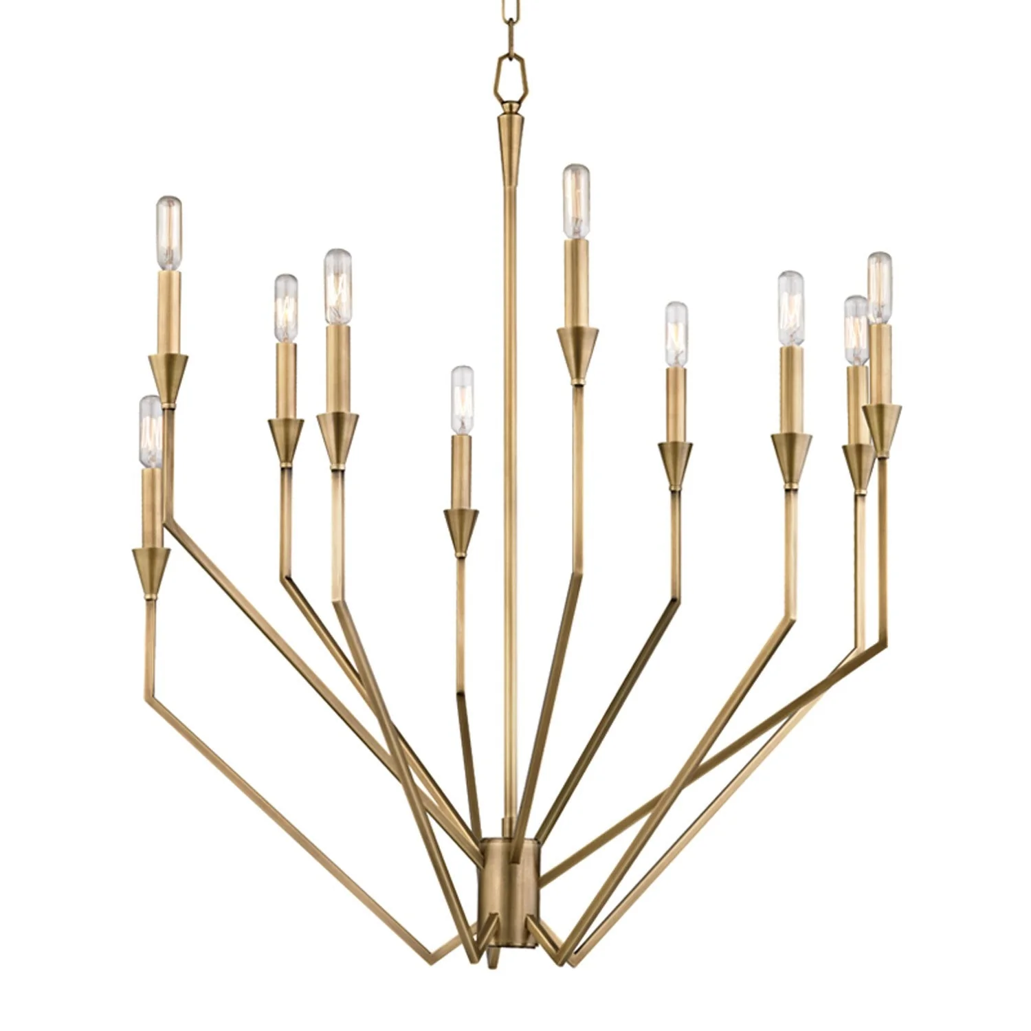 Archie Aged Brass Ten-Light Chandelier - Image 1