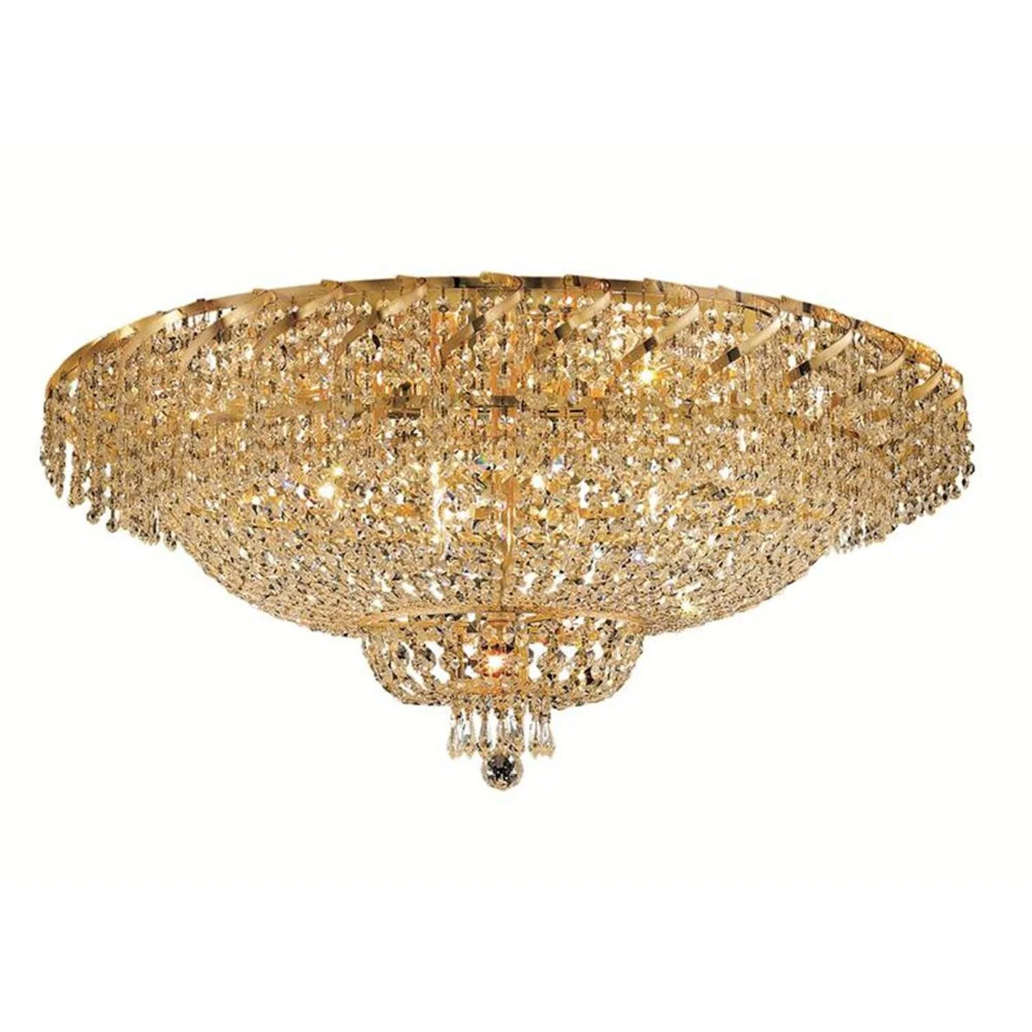 Belenus Gold Twenty-Eight Light 36-Inch Flush Mount with Royal Cut Clear Crystal - Image 1