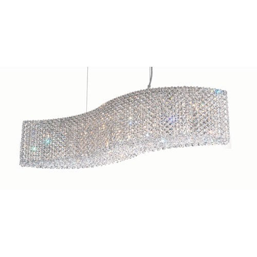 Stainless Steel Eight-Light Pendant w/Swarovski Clear Spectra Crystal, 32W x 8H x 32D - Image 1