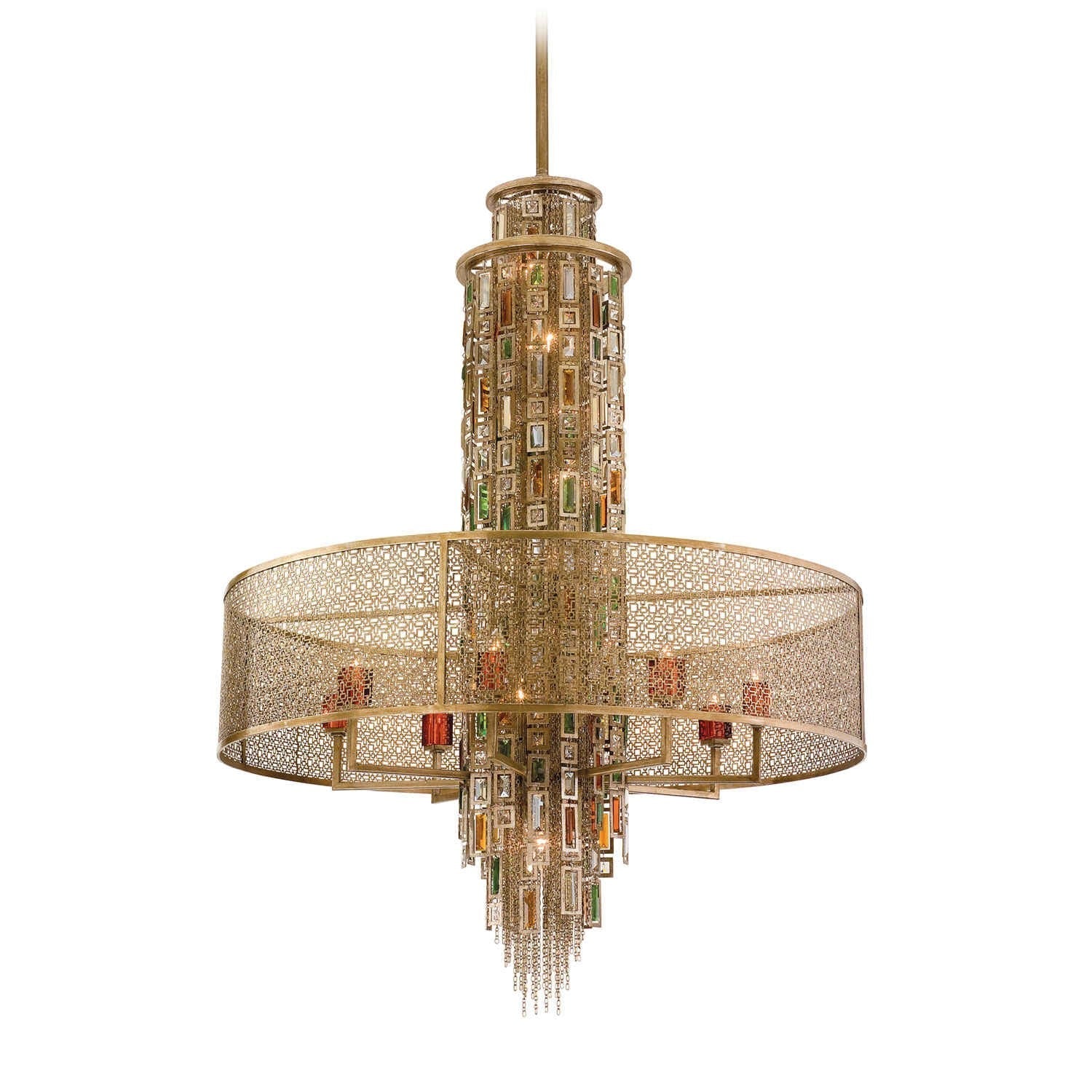 Bronze with Silver Leaf 16-Light Chandelier - Image 1
