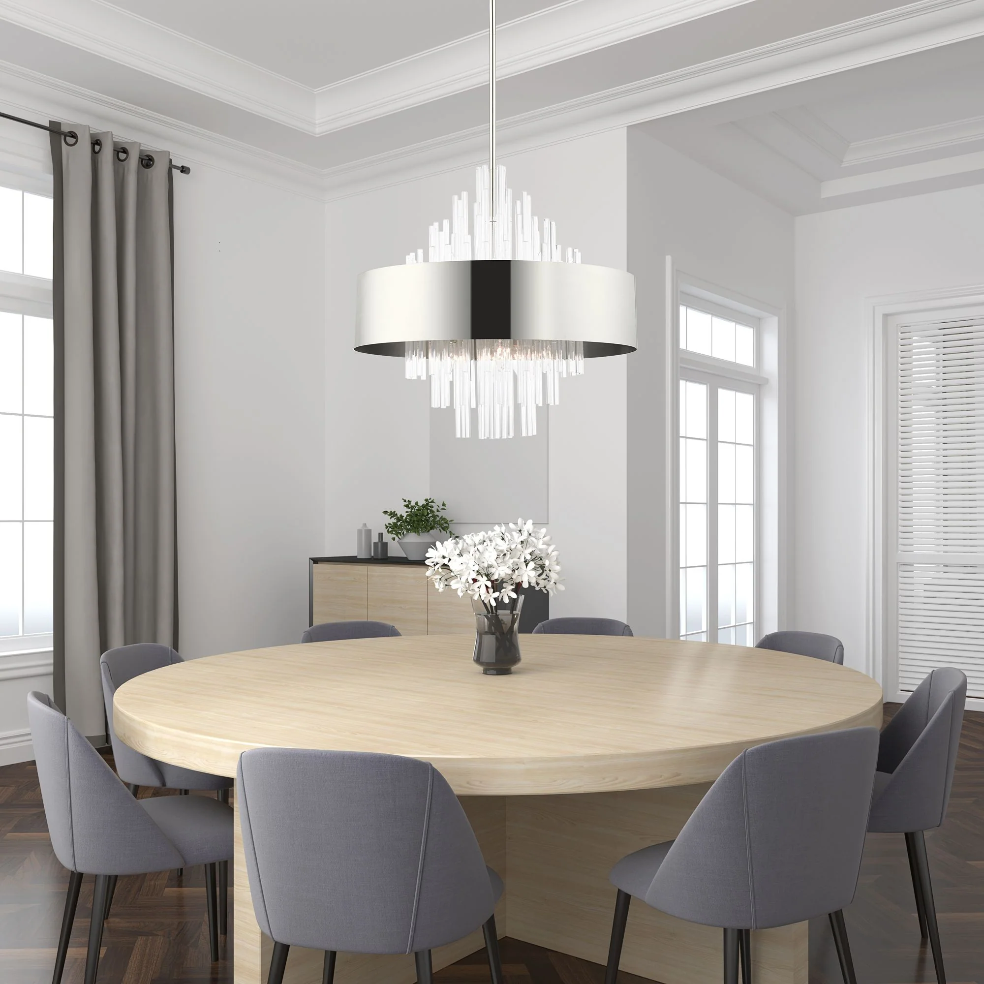 Orenburg 10 Light Polished Nickel Pendant Chandelier - Image 1