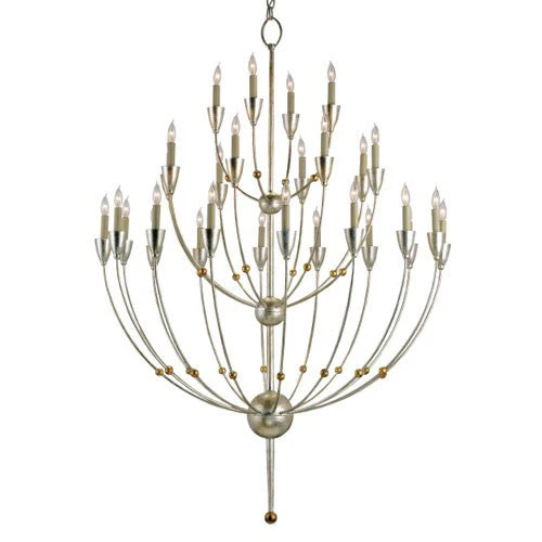 Silver Granello/Gold Leaf Twenty-Eight Light Chandelier - Image 1