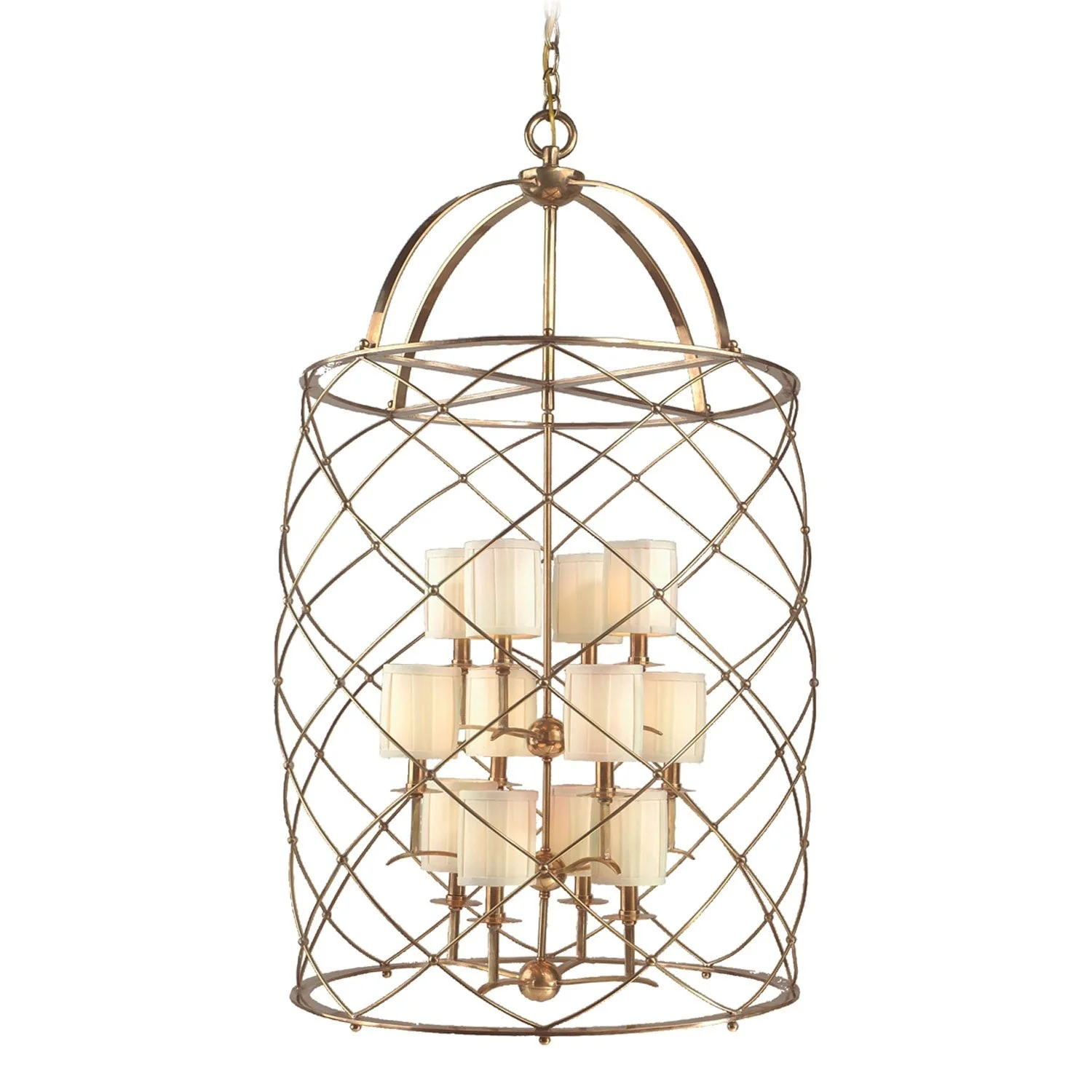 Aged Brass Twelve-Light Chandelier - Image 1