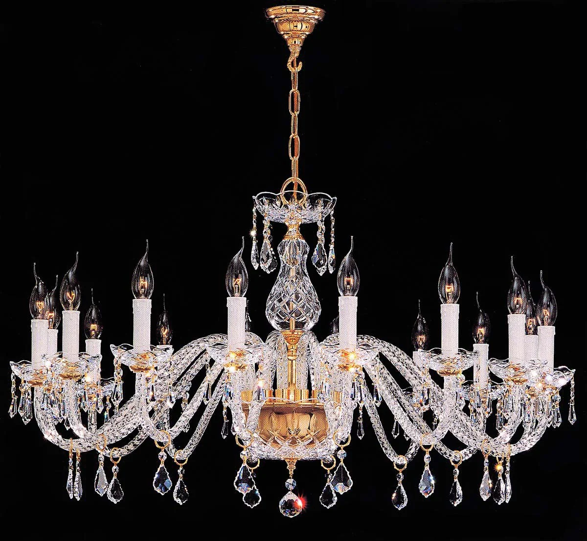 Gold plated 16 Lights Bohemian Crystal chandelier - Image 1