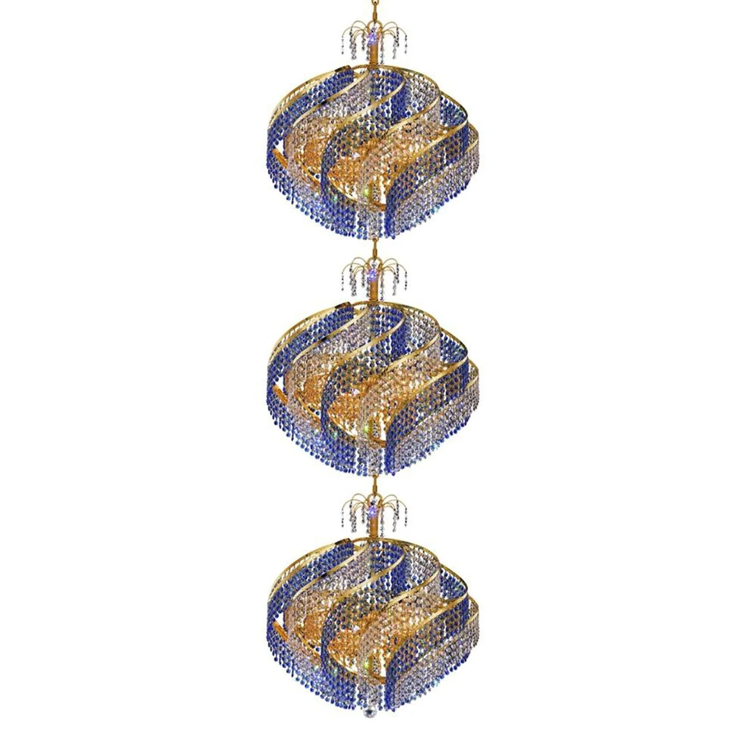 Spiral Gold 36-Light Chandelier with Royal Cut Crystal - Image 1