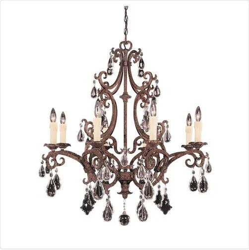 Tortoise Shell Eight-Light Chandelier - Image 1