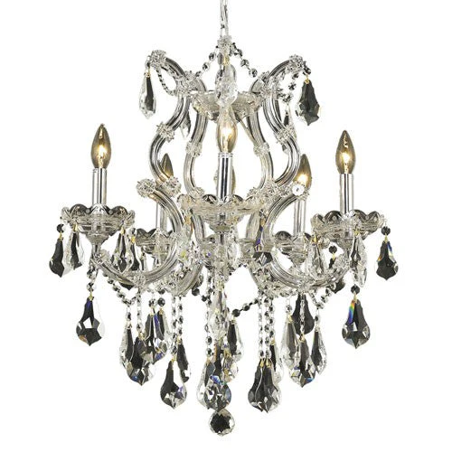 Chrome Six-Light 20-Inch Chandelier with Royal Cut Clear Crystal - Image 1