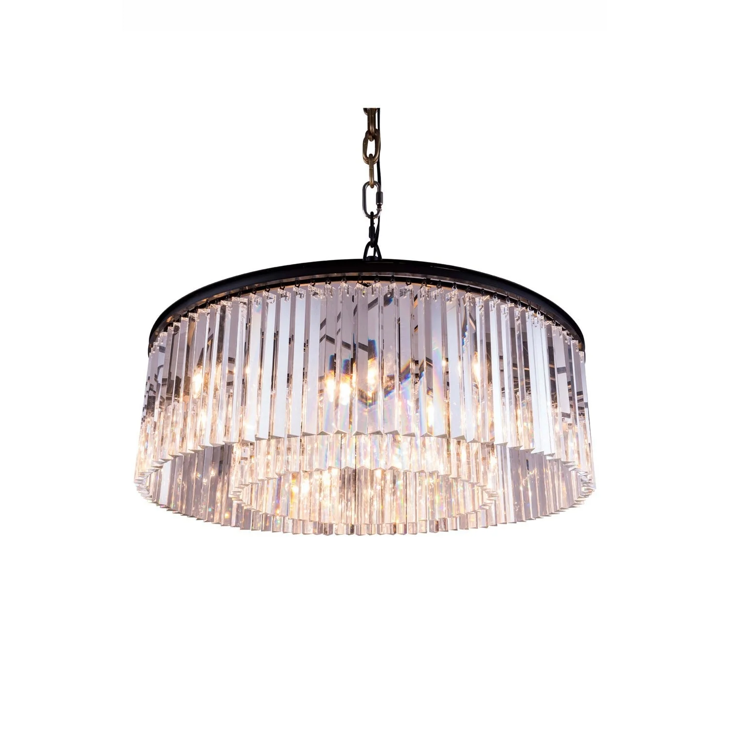 Sydney Mocha Brown Ten-Light Pendant with Royal Cut Clear Crystals - Image 1