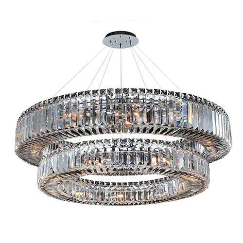 Chrome 21-Light Two Tier Round Drum Pendant - Image 1