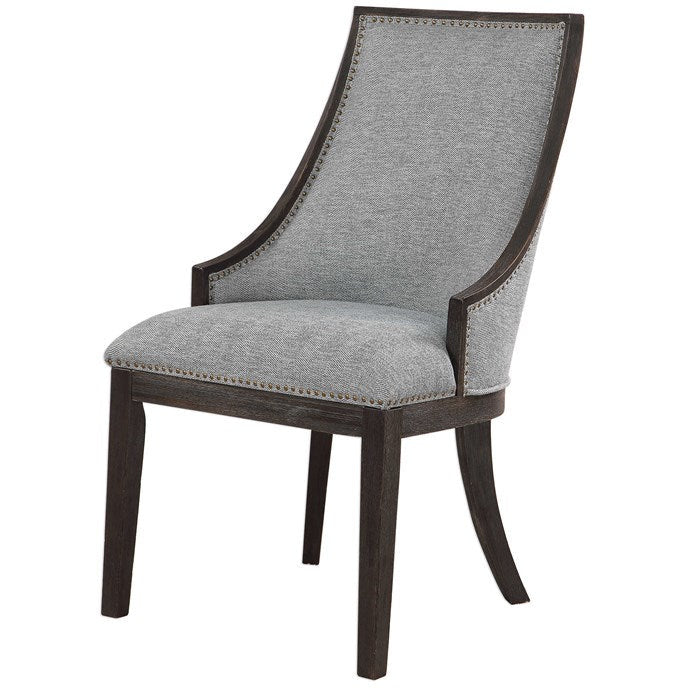 Uttermost Janis Light Denim Woven Fabric Curved Back Accent Chair - Image 2