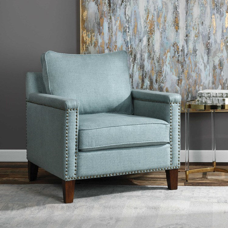 Uttermost Charlotta Sea Mist Woven Fabric Club Chair - Image 1