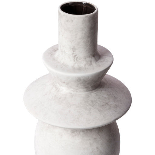 Surya Yagya Collection Modern Brushed Matte White Ceramic Vase YAG-003 - Image 3