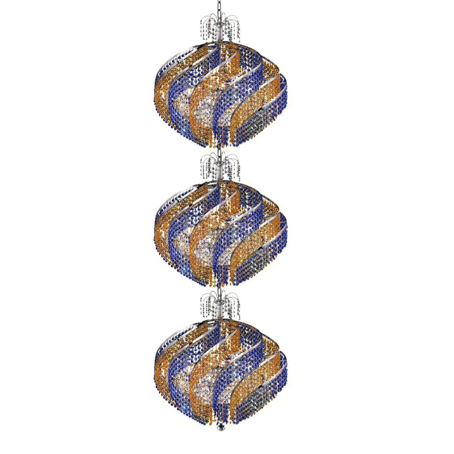 Spiral Chrome 36-Light Chandelier with Royal Cut Crystal - Image 1