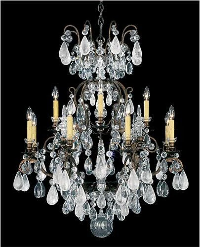 Bronze 13-Light Chandelier with Clear Rock Crystal - Image 1