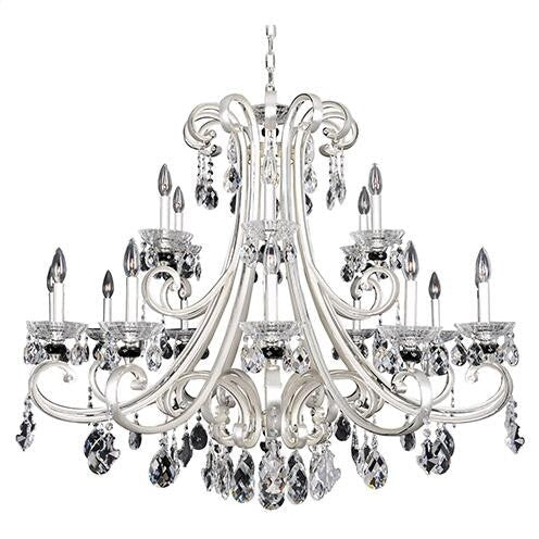 Silver 18-Light 42-Inch Wide Chandelier with Firenze Clear Crystal - Image 1