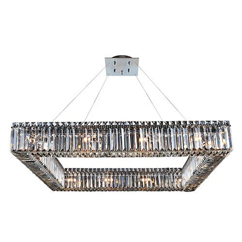 Chrome 16-Light Square Drum Pendant with Firenze Clear Crystal - Image 1