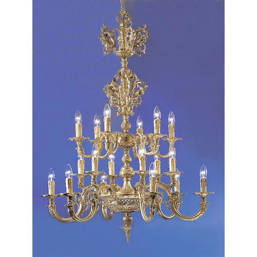 Bronze with Brown Patina Eighteen-Light Chandelier - Image 1