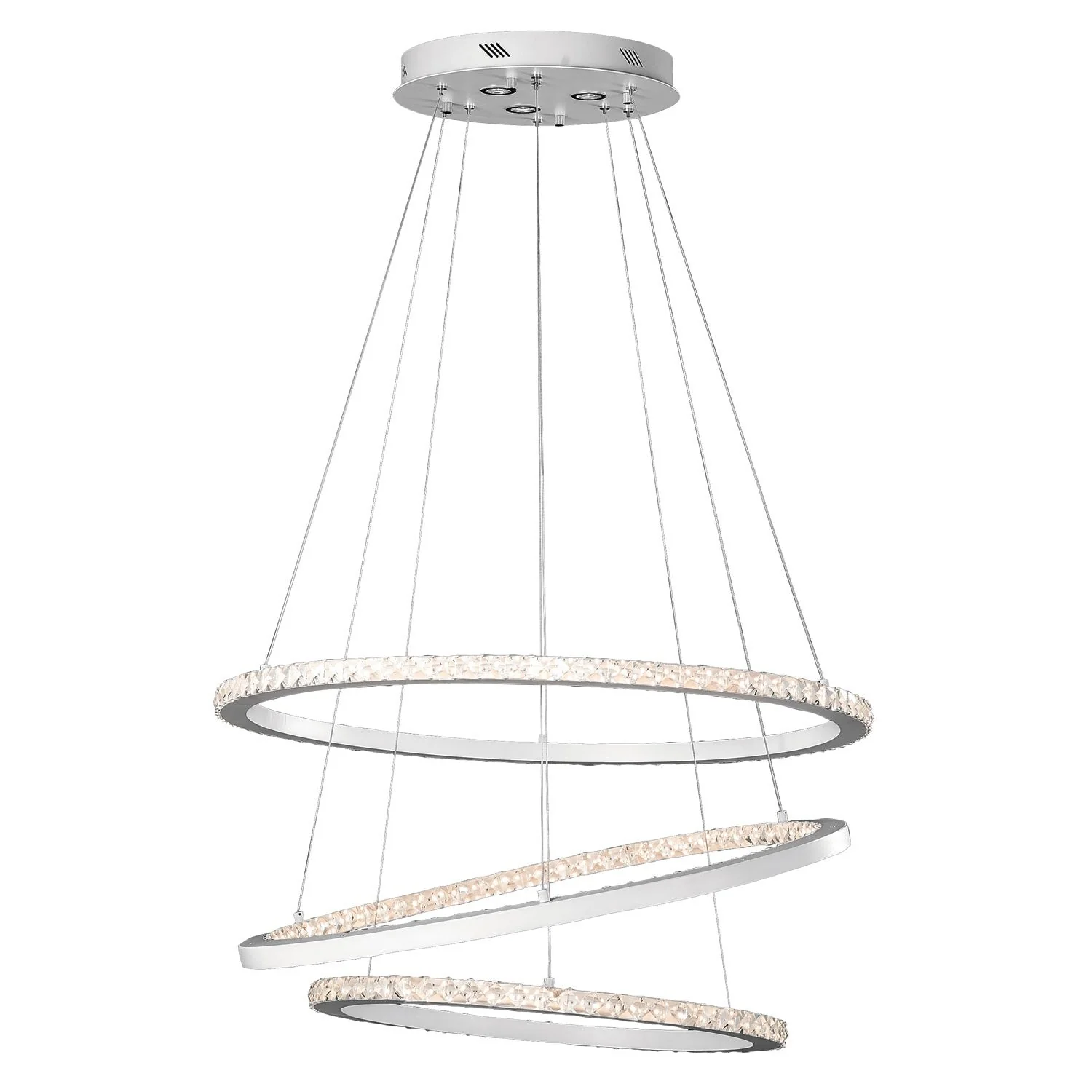 White Three-Light LED Multi-Tier Chandelier - Image 1