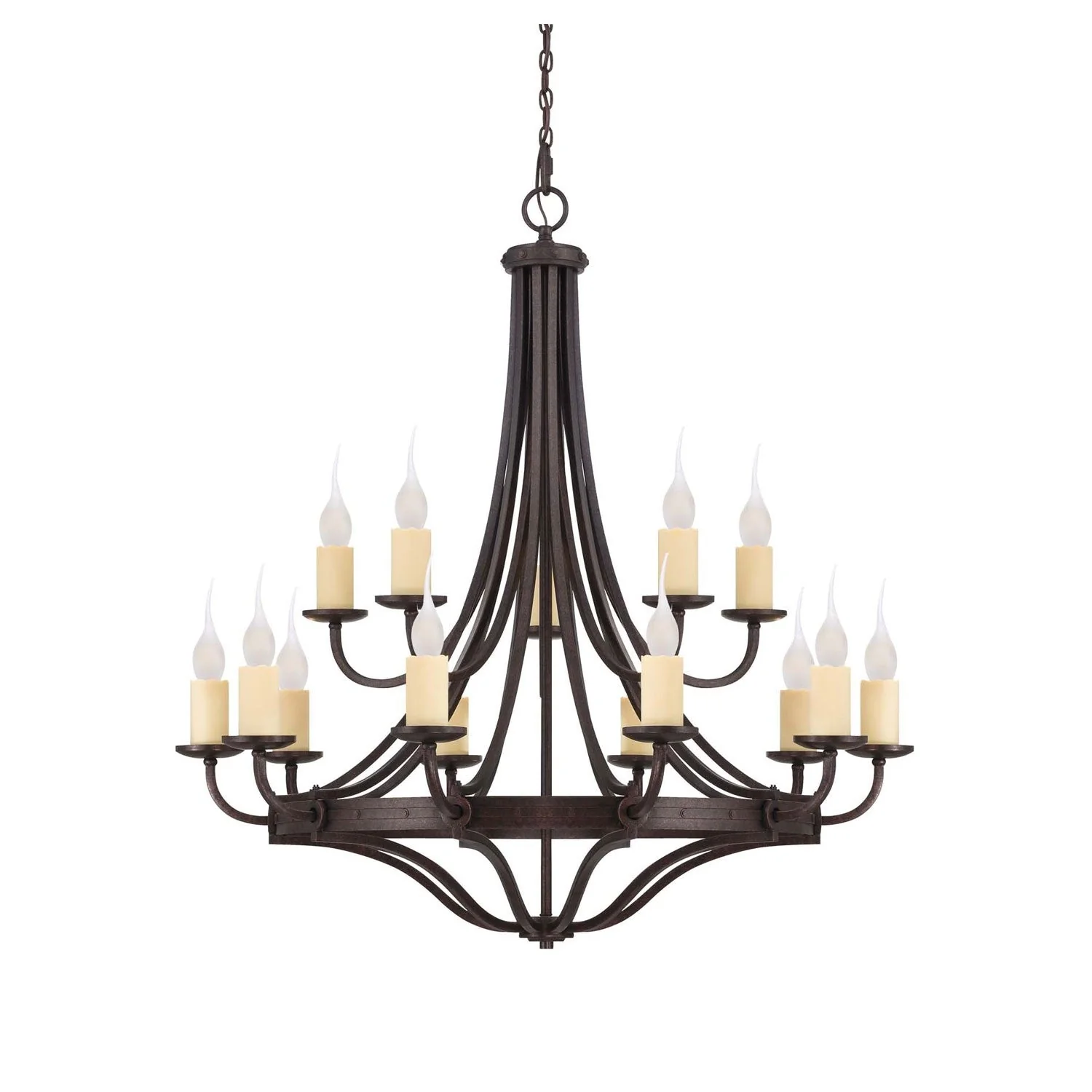 Oiled Copper Fifteen-Light Chandelier - Image 1