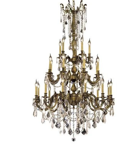 Bronze Twenty-Five Light 38-Inch Chandelier with Royal Cut Clear Crystal - Image 1