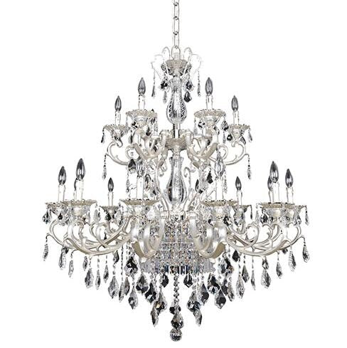 Silver 21-Light Two Tier Chandelier with Firenze Clear Crystal - Image 1