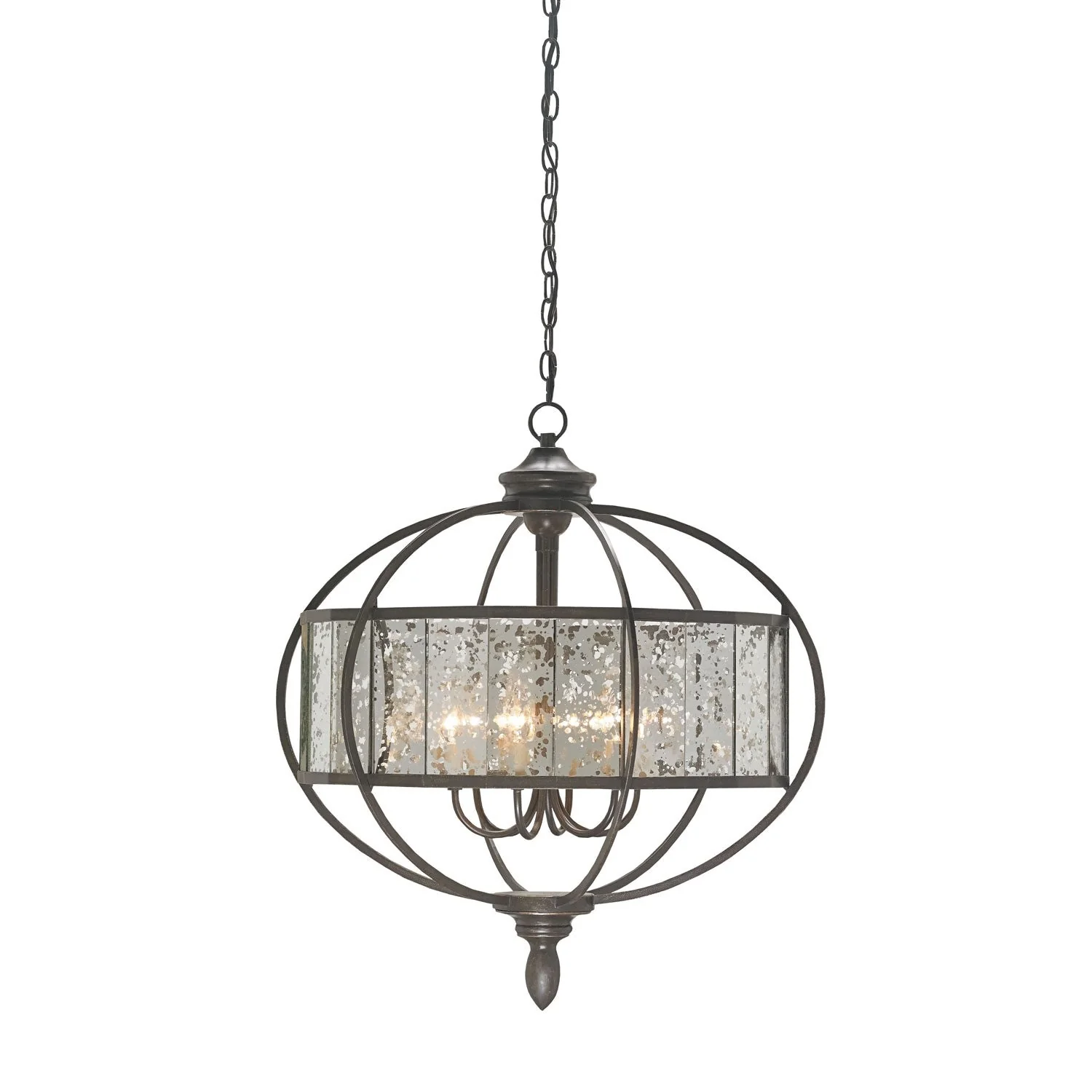 Florence Bronze Gold and Antique Mirror Six-Light Chandelier - Image 1